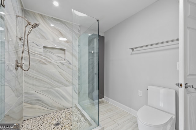 4505 Lakefield Bnd, Berkeley Lake, GA 30096 - full bath with a marble finish shower and recessed lighting