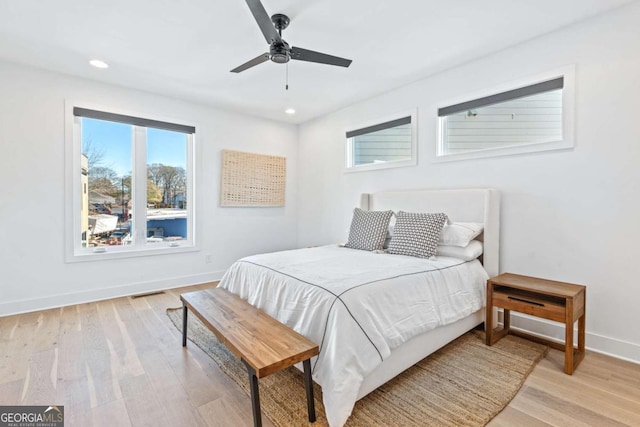 2424 Memorial Dr SE Unit 3, Atlanta, GA 30317 - bedroom with light wood-style floors, ceiling fan, visible vents, recessed lighting, and baseboards