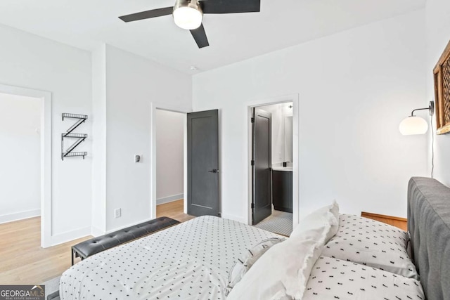 2424 Memorial Dr SE Unit 3, Atlanta, GA 30317 - bedroom with baseboards, a ceiling fan, and light wood-style floors