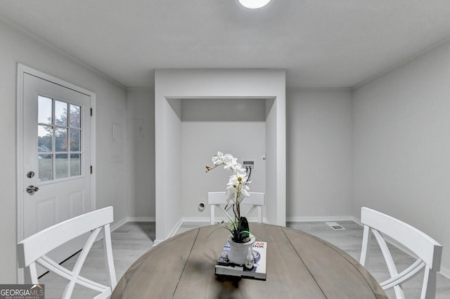 21 W Lake Dr, Oxford, GA 30054 - dining space with baseboards and wood finished floors