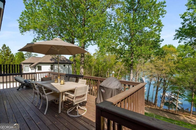 6477 Old Shadburn Ferry Rd, Buford, GA 30518 - wooden terrace featuring outdoor dining space