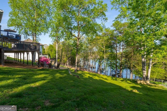 6477 Old Shadburn Ferry Rd, Buford, GA 30518 - view of grassy yard featuring a wooden deck