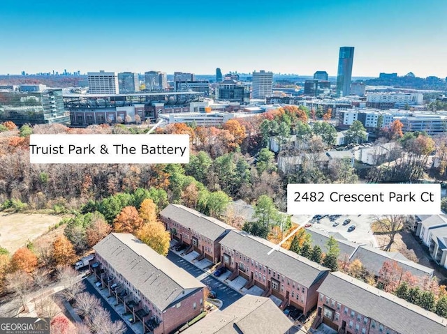 bird's eye view featuring a city view
