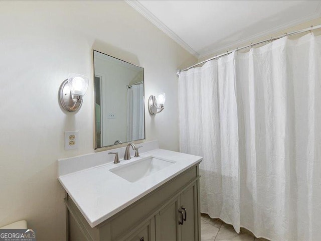 5761 Kentucky Downs Dr, Macon, GA 31210 - bathroom with crown molding and vanity