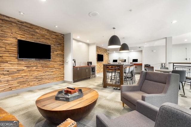 747 Ralph Mcgill Blvd NE Unit 223, Atlanta, GA 30312 - living area with wine cooler and recessed lighting