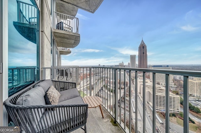 balcony with a view of city