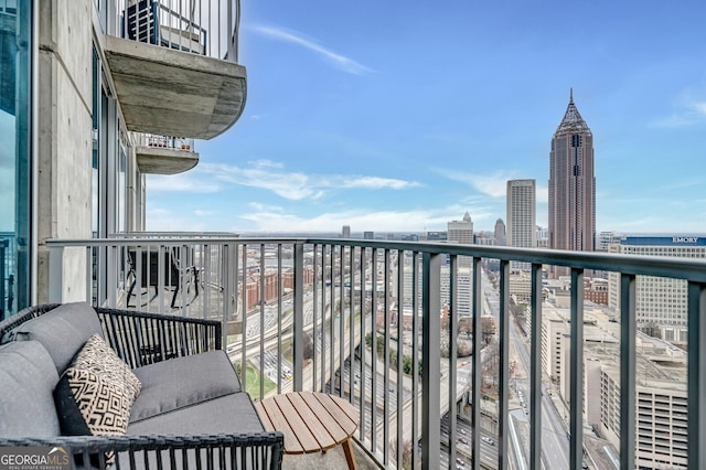 balcony with a view of city