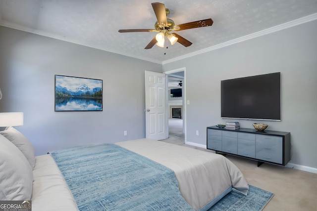 72 Grayson New Hope Rd, Grayson, GA 30017 - bedroom featuring ceiling fan, crown molding, light colored carpet, and baseboards