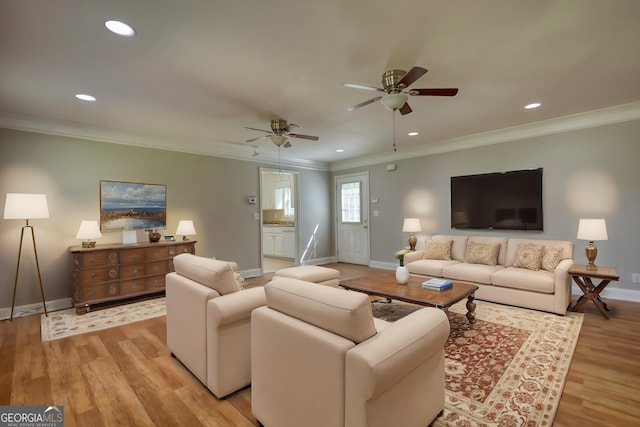 72 Grayson New Hope Rd, Grayson, GA 30017 - living area featuring baseboards, crown molding, and ceiling fan