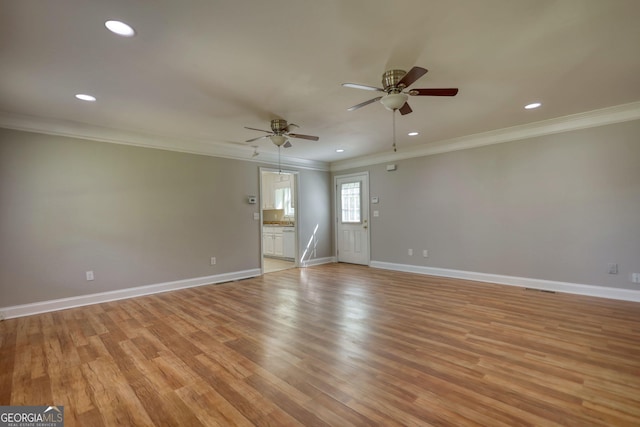 72 Grayson New Hope Rd, Grayson, GA 30017 - empty room with recessed lighting, baseboards, crown molding, and ceiling fan