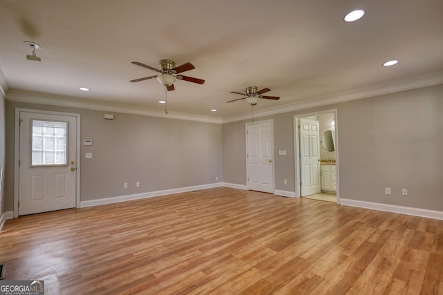 72 Grayson New Hope Rd, Grayson, GA 30017 - interior space featuring light wood-style floors, baseboards, a ceiling fan, and recessed lighting