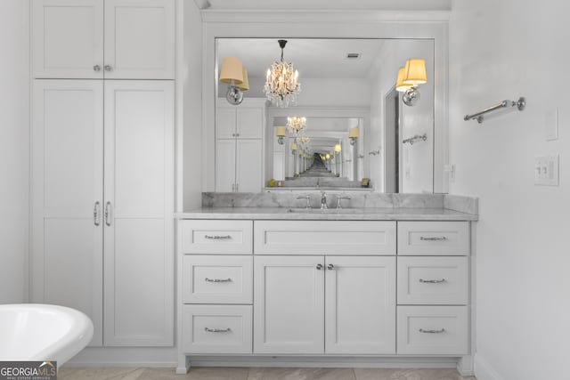 1116 Dan Johnson Rd NE, Atlanta, GA 30307 - bathroom featuring vanity, a notable chandelier, and visible vents