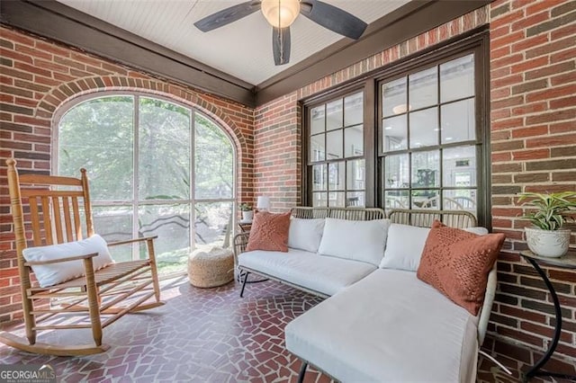 1884 Montrose Dr, East Point, GA 30344 - sunroom featuring an outdoor living space and ceiling fan