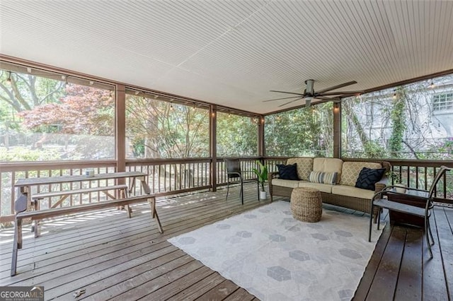 1884 Montrose Dr, East Point, GA 30344 - sunroom / solarium with an outdoor living space and ceiling fan