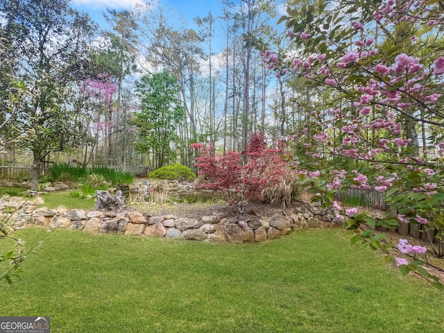 view of yard with fence