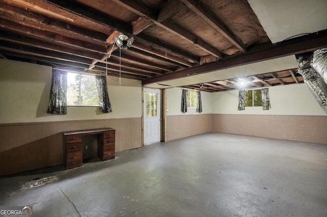139 Cherokee Dr, Jackson, GA 30233 - below grade area with a wainscoted wall and concrete block wall