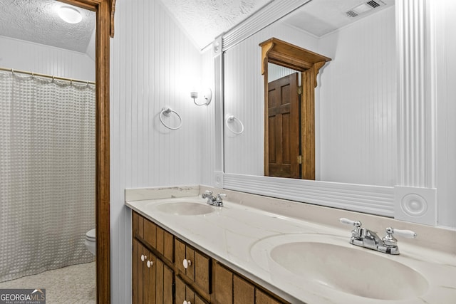 3588 SW Highridge Dr, Conyers, GA 30094 - bathroom featuring a textured ceiling, a sink, and visible vents