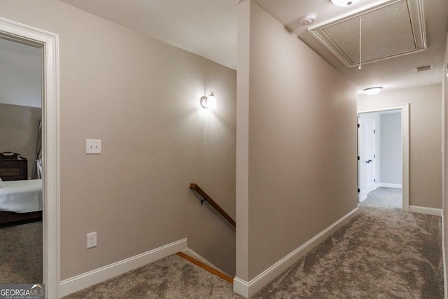 170 Elliot Cir, Watkinsville, GA 30677 - corridor with attic access, carpet flooring, and an upstairs landing