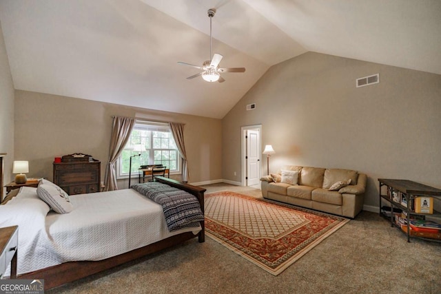 170 Elliot Cir, Watkinsville, GA 30677 - carpeted bedroom with vaulted ceiling and ceiling fan