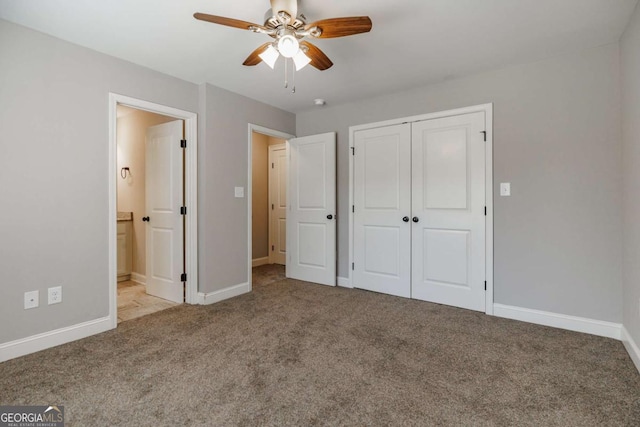 170 Elliot Cir, Watkinsville, GA 30677 - unfurnished bedroom featuring carpet, a closet, ensuite bath, and a ceiling fan