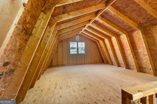 view of unfinished attic