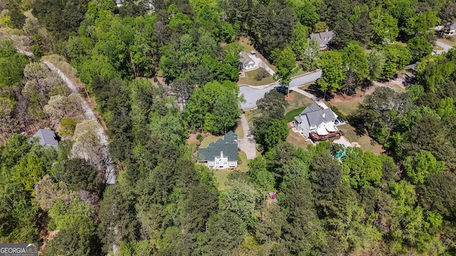 aerial view with a forest view