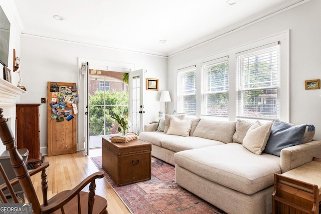 812 E Ponce De Leon Ave, Decatur, GA 30030 - living room with light wood-type flooring, ornamental molding, and recessed lighting