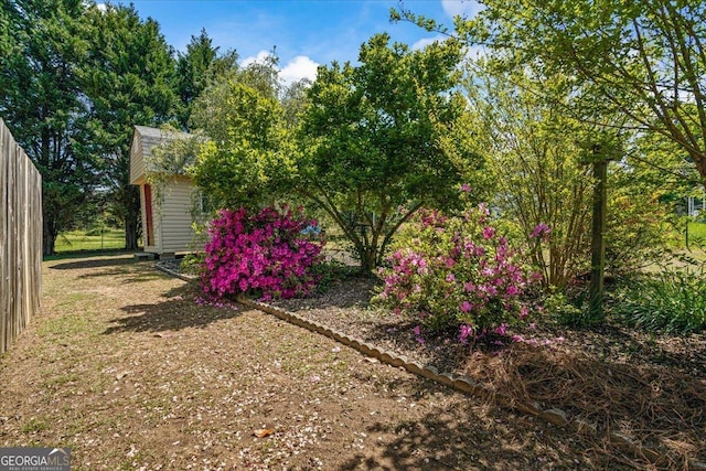 view of yard with an outbuilding