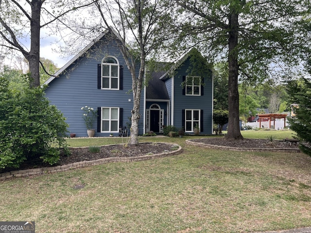 traditional home with a front lawn