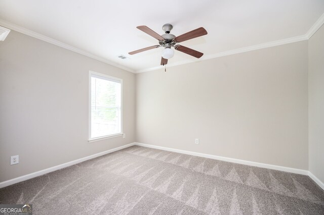 67 Ryans Pt, Dallas, GA 30132 - unfurnished room with ornamental molding, baseboards, visible vents, and light colored carpet