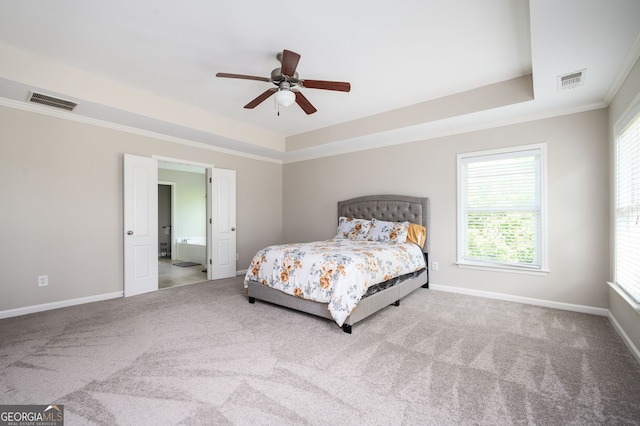 67 Ryans Pt, Dallas, GA 30132 - bedroom with a raised ceiling, carpet, crown molding, and multiple windows