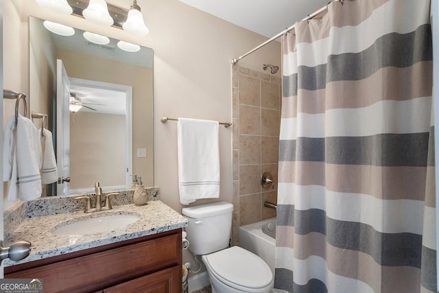 4538 Sterling Pointe Dr NW, Kennesaw, GA 30152 - full bath featuring vanity, toilet, ceiling fan, and shower / tub combo with curtain