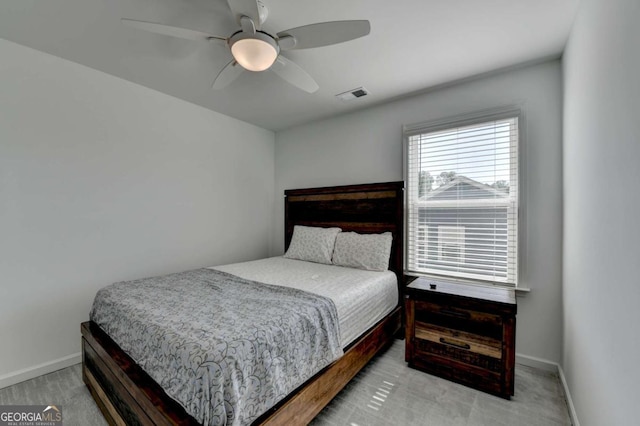 5530 Bower Pl, Cumming, GA 30028 - bedroom featuring light carpet, ceiling fan, baseboards, and visible vents