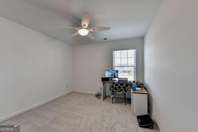5530 Bower Pl, Cumming, GA 30028 - office space featuring baseboards, a ceiling fan, and visible vents