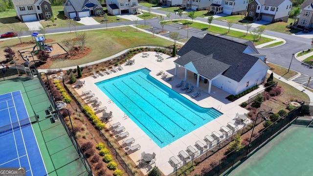 5530 Bower Pl, Cumming, GA 30028 - drone / aerial view featuring a residential view