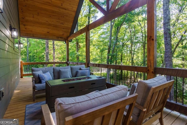 318 Lees Ride Unit 8, Mccaysville, GA 30555 - wooden deck with an outdoor living space with a fire pit