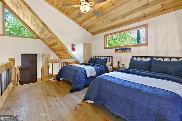 318 Lees Ride Unit 8, Mccaysville, GA 30555 - bedroom featuring hardwood / wood-style floors, a ceiling fan, vaulted ceiling, and wood ceiling