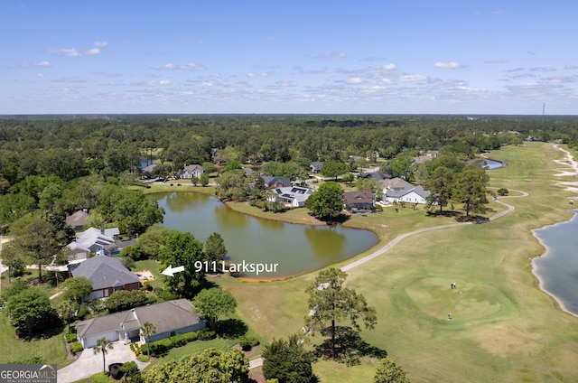 911 Larkspur Ln, Saint Marys, GA 31558 - drone / aerial view with a view of trees, a residential view, view of golf course, and a water view