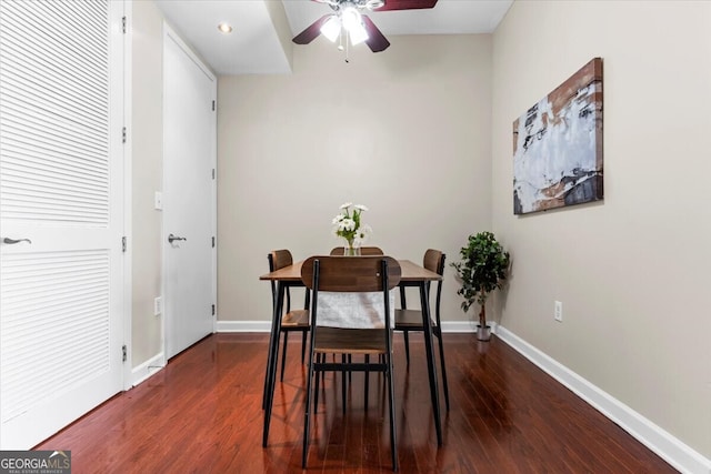 711 Cosmopolitan Dr NE Unit 347, Atlanta, GA 30324 - dining room with baseboards, a ceiling fan, and wood finished floors