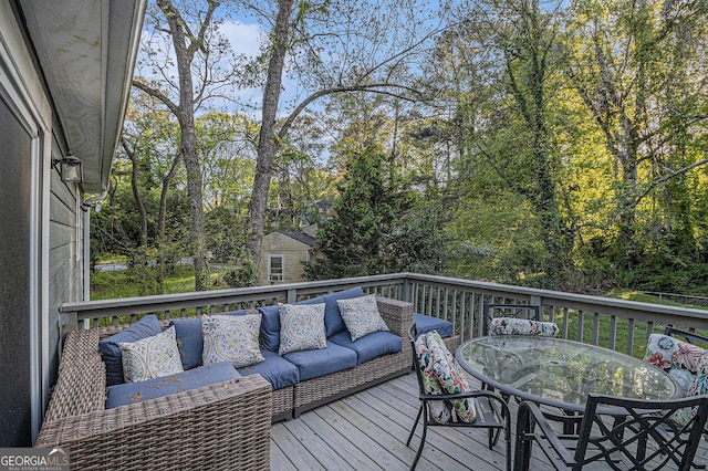 196 Wadley St NW, Atlanta, GA 30314 - wooden deck featuring an outdoor living space and outdoor dining area