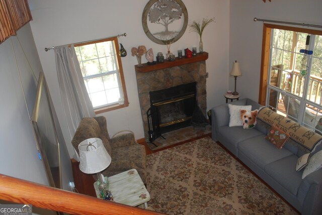 249 Spruce Creek Rd, Lakemont, GA 30552 - living room with a stone fireplace