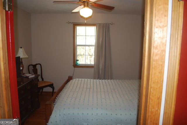 249 Spruce Creek Rd, Lakemont, GA 30552 - bedroom with wood finished floors and a ceiling fan