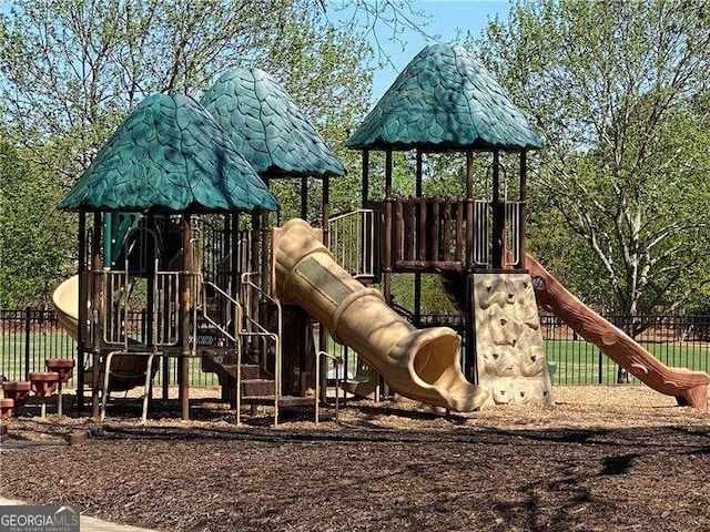 communal playground with fence
