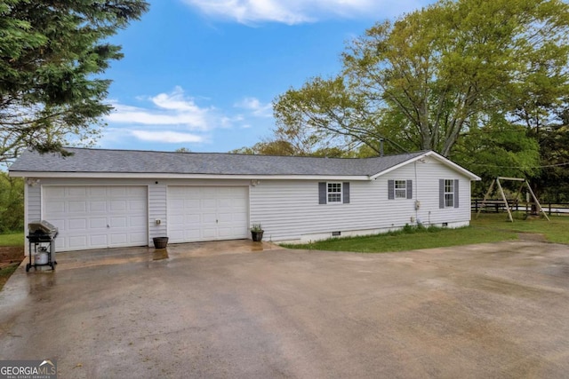 7310 Pea Ridge Pl, Gainesville, GA 30506 - view of front of house with a shingled roof, aphalt driveway, an attached garage, and crawl space