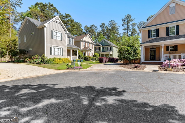 view of road featuring a residential view