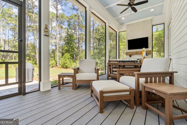 105 Whispering Oaks Ln, Saint Marys, GA 31558 - sunroom featuring a ceiling fan and a healthy amount of sunlight