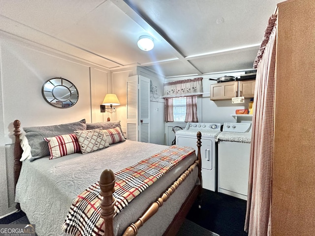 80 Hill Farm Rd, Alamo, GA 30411 - bedroom with independent washer and dryer and dark colored carpet