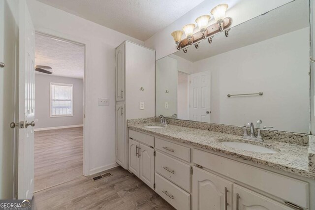 29 Monte Ln, Jefferson, GA 30549 - full bath with double vanity, wood finished floors, and a textured ceiling