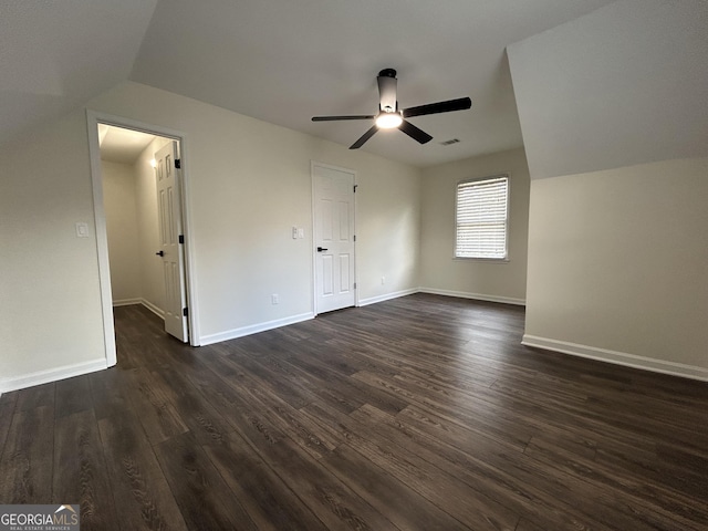 22 Edgewood Dr, Carrollton, GA 30116 - additional living space featuring visible vents, baseboards, a ceiling fan, and dark wood finished floors
