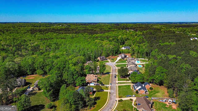 aerial view with a forest view